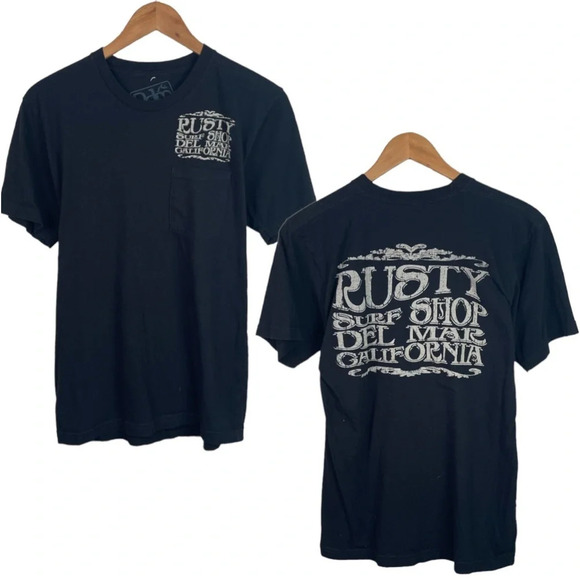TS267 Mens Rusty Del Mar California Surf Shop Surfer Pocket T Shirt M - Picture 1 of 5